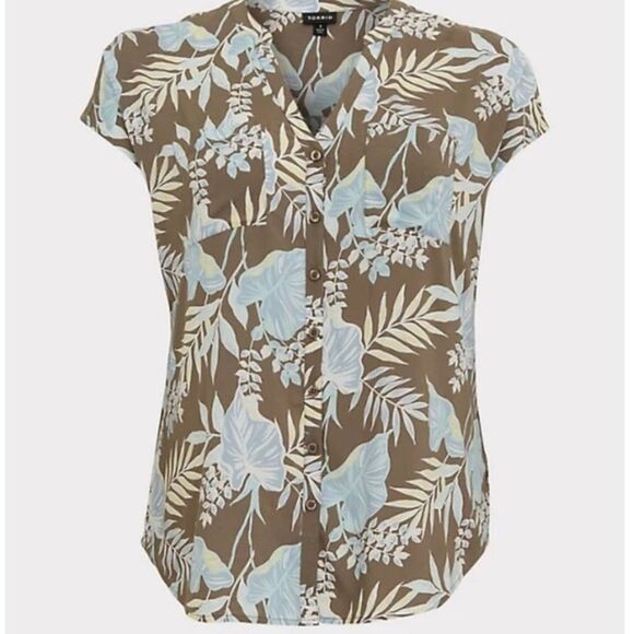 Torrid 1 Floral Challis Dolman Blouse Top Button Down Shirt Womens Plus NWT New - Picture 7 of 7
